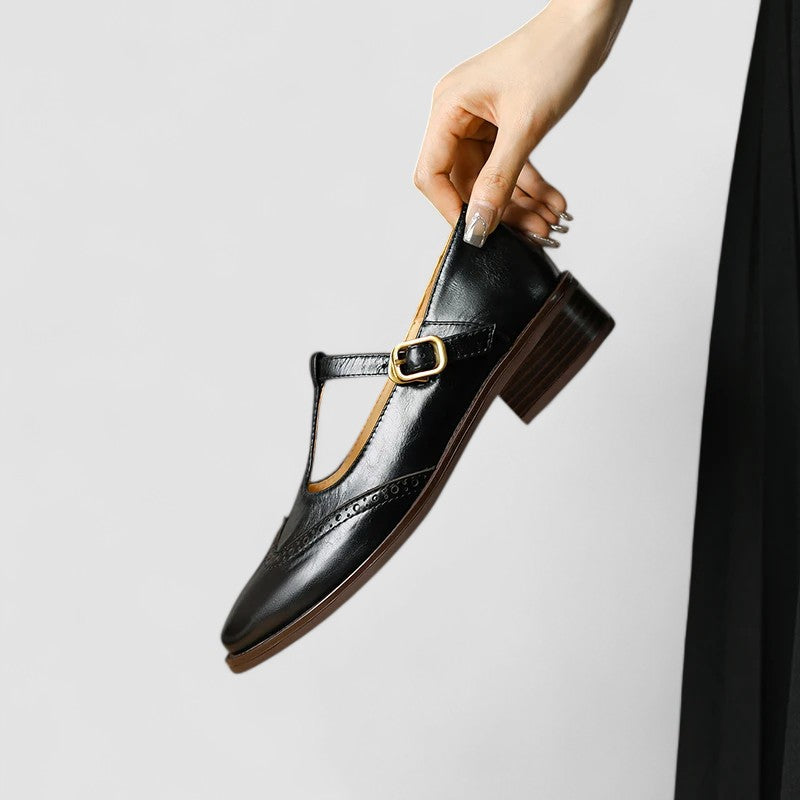 NICOLE – SCARPE IN PELLE VINTAGE A T-STRAP