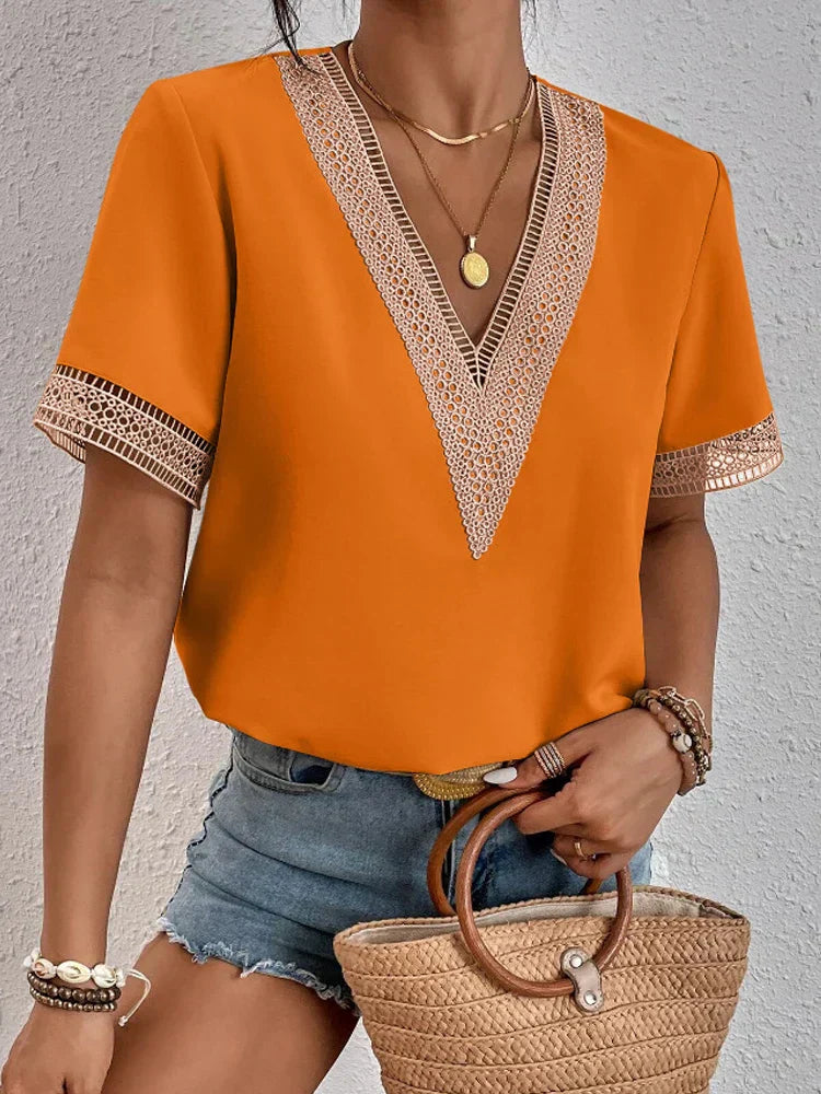 Davina™ | Blusa elegante con dettagli in pizzo di lusso