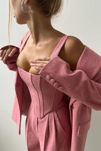 Roos™ | Set di tre pezzi con blazer doppiopetto