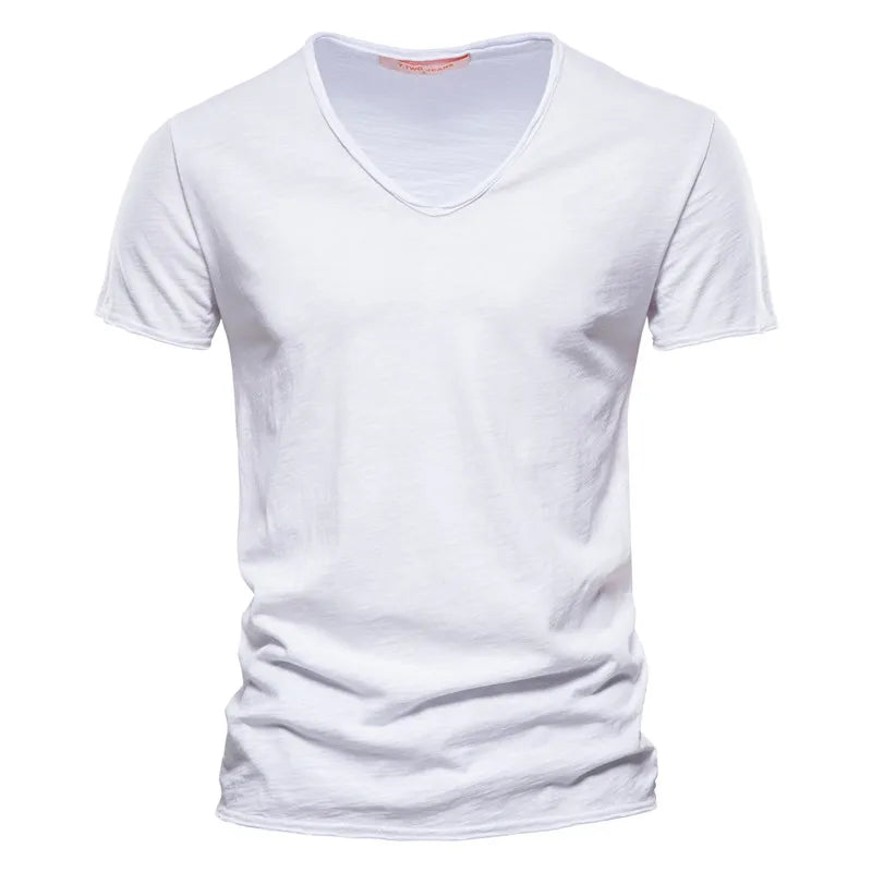 Léon™ | T-Shirt Uomo Base con Scollatura a V Profonda