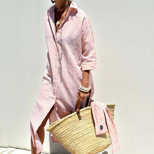 Annika™ | Elegante abito camicia a righe