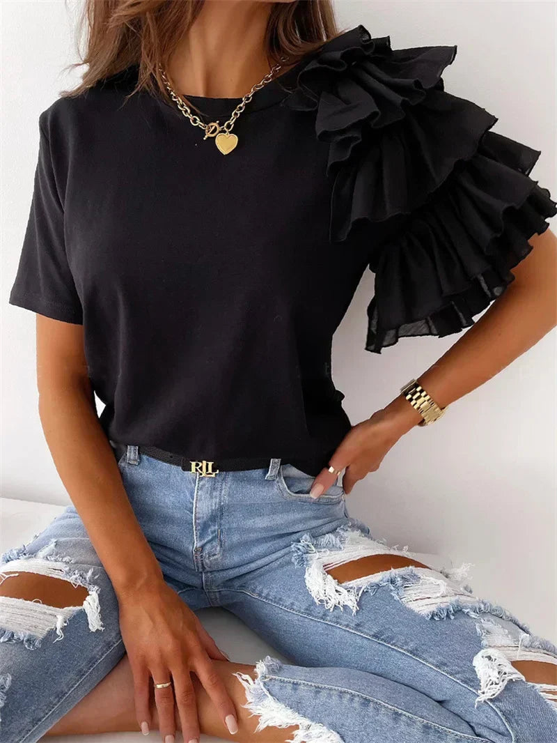 Anna™ | Top trendy con maniche a ruffle dichiarative