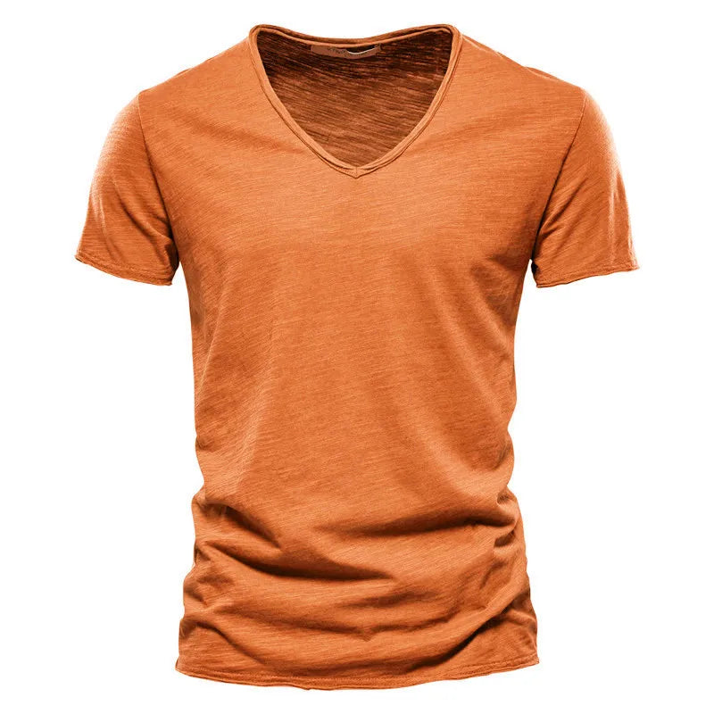 Léon™ | T-Shirt Uomo Base con Scollatura a V Profonda