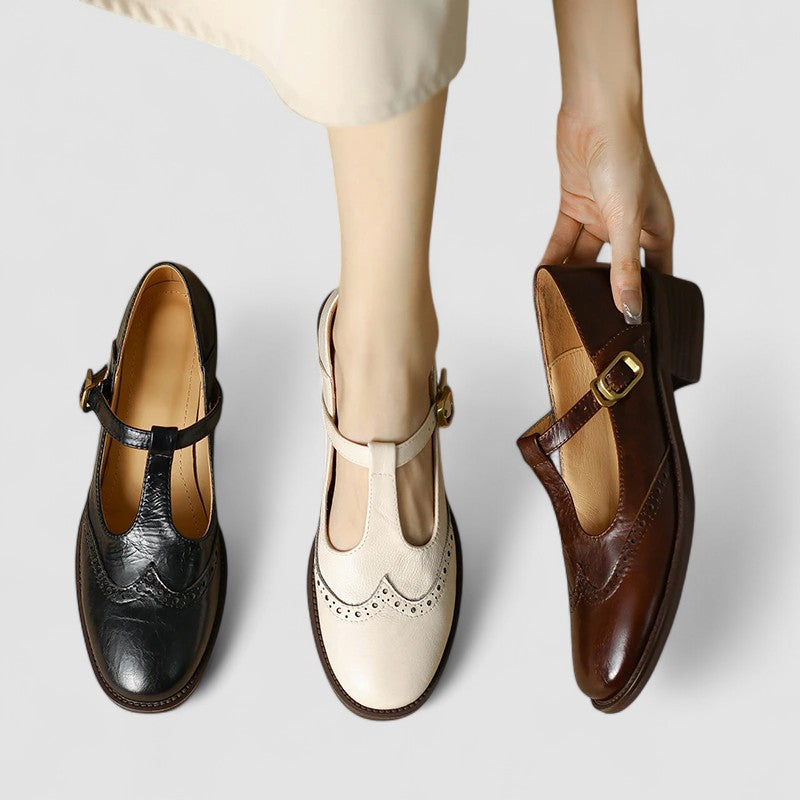 NICOLE – SCARPE IN PELLE VINTAGE A T-STRAP
