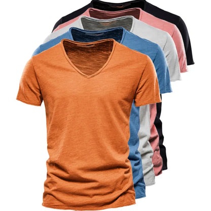 Léon™ | T-Shirt Uomo Base con Scollatura a V Profonda
