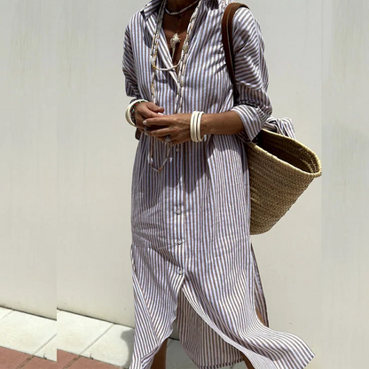 Annika™ | Elegante abito camicia a righe