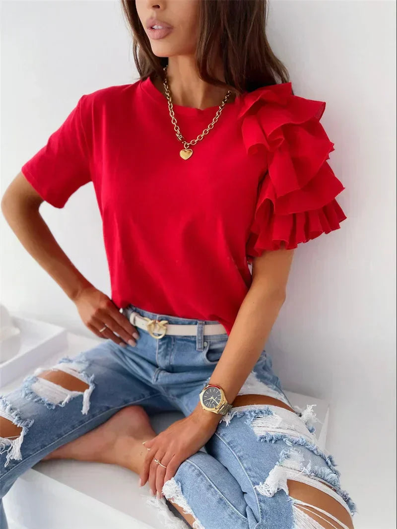 Anna™ | Top trendy con maniche a ruffle dichiarative