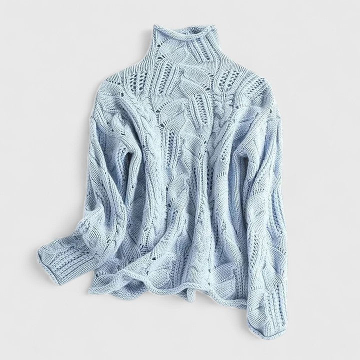 SABINE – MAGLIONE IN MAGLIA FINE CON PATRONI A TRECCIA