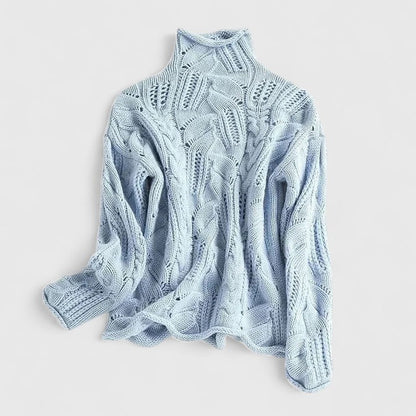 SABINE – MAGLIONE IN MAGLIA FINE CON PATRONI A TRECCIA