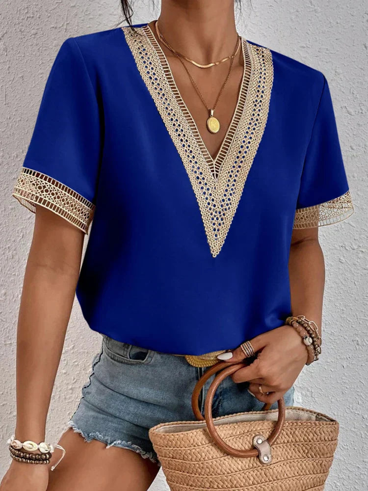 Davina™ | Blusa elegante con dettagli in pizzo di lusso
