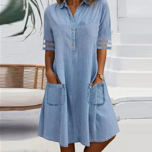 Carmen™ | Abito Mini in Denim con Tasche Laterali