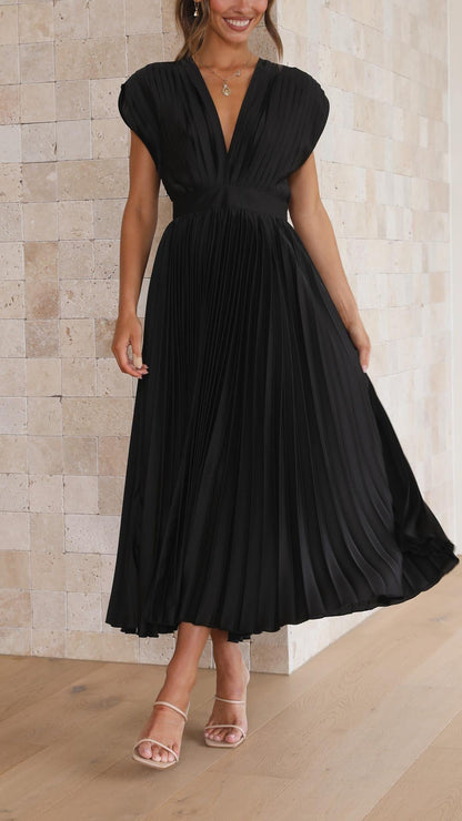 CHARLENE - ELEGANTE MAXI ABITO PLISSETTATO