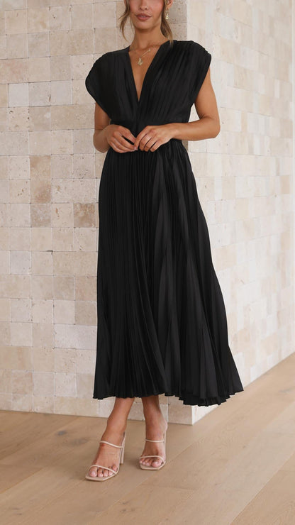CHARLENE - ELEGANTE MAXI ABITO PLISSETTATO