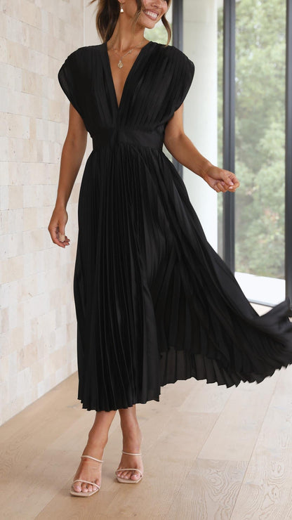CHARLENE - ELEGANTE MAXI ABITO PLISSETTATO