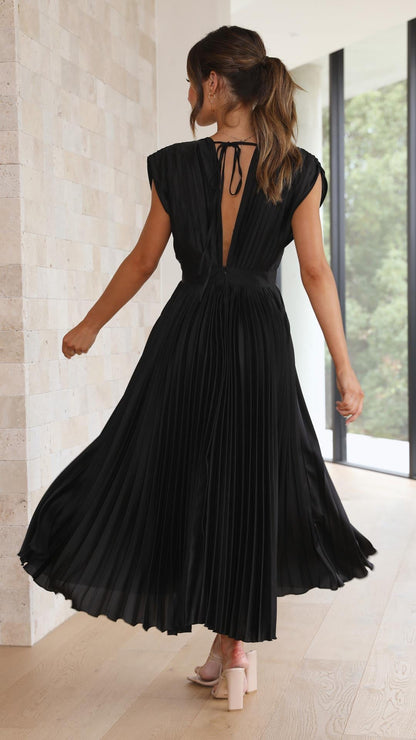 CHARLENE - ELEGANTE MAXI ABITO PLISSETTATO