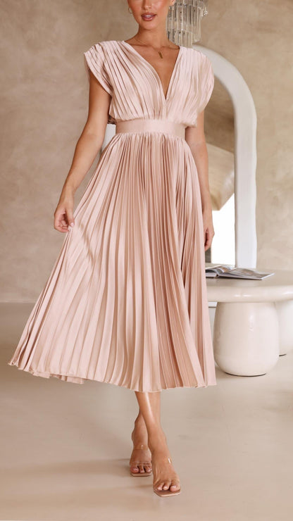 CHARLENE - ELEGANTE MAXI ABITO PLISSETTATO