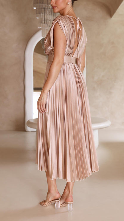CHARLENE - ELEGANTE MAXI ABITO PLISSETTATO