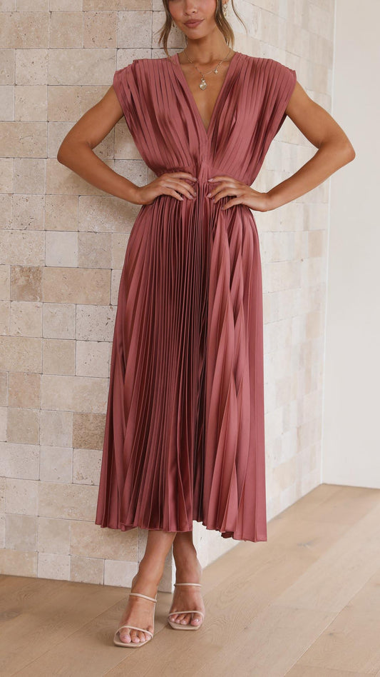CHARLENE - ELEGANTE MAXI ABITO PLISSETTATO