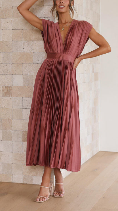 CHARLENE - ELEGANTE MAXI ABITO PLISSETTATO
