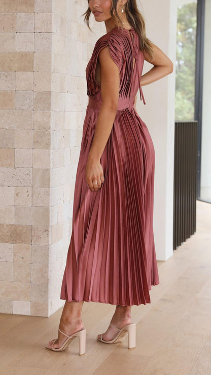 CHARLENE - ELEGANTE MAXI ABITO PLISSETTATO