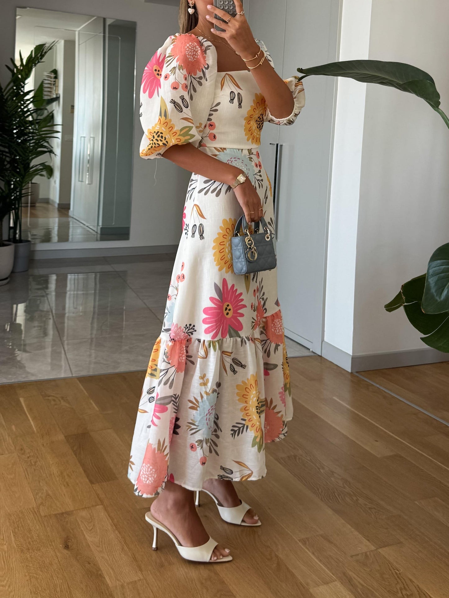 CAMILLE – ABITO ELEGANTE FIORITO CON MANICHE A PUFFO