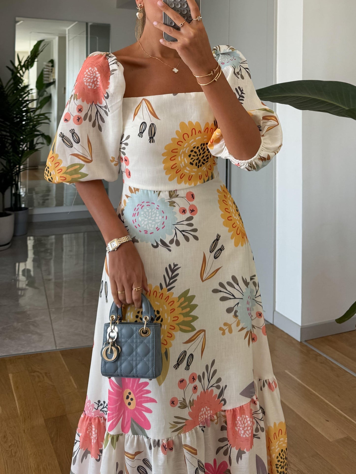 CAMILLE – ABITO ELEGANTE FIORITO CON MANICHE A PUFFO