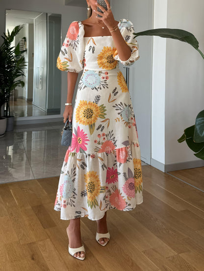 CAMILLE – ABITO ELEGANTE FIORITO CON MANICHE A PUFFO