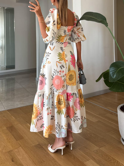 CAMILLE – ABITO ELEGANTE FIORITO CON MANICHE A PUFFO