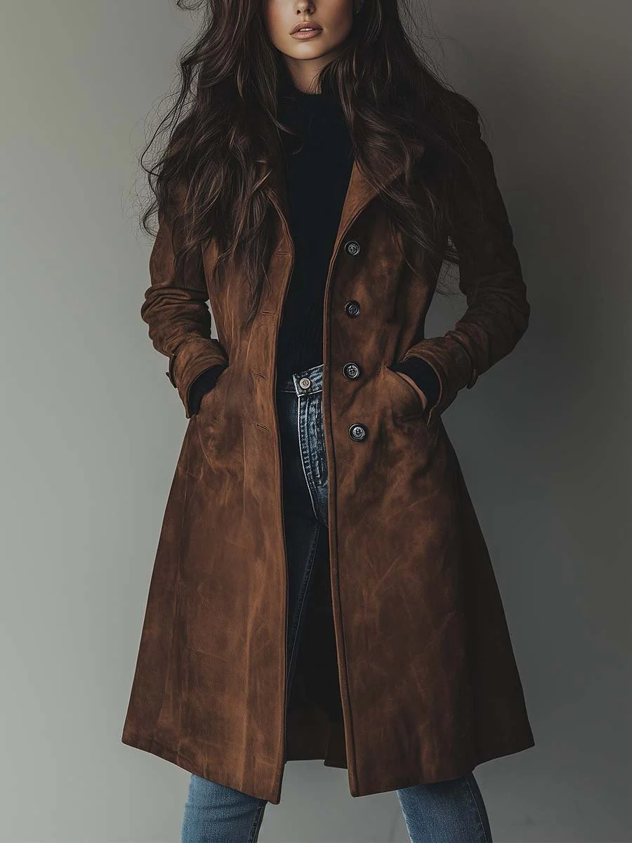 JANE – GIACCA LUNGA IN CAMOSCIO VINTAGE ISPIRATA