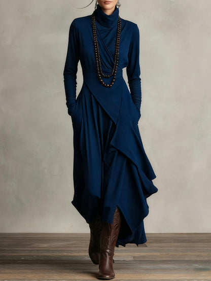 BRENDA – ABITO MAXI ELEGANTE DRAPPEGGIATO CON OMBRAGGIO