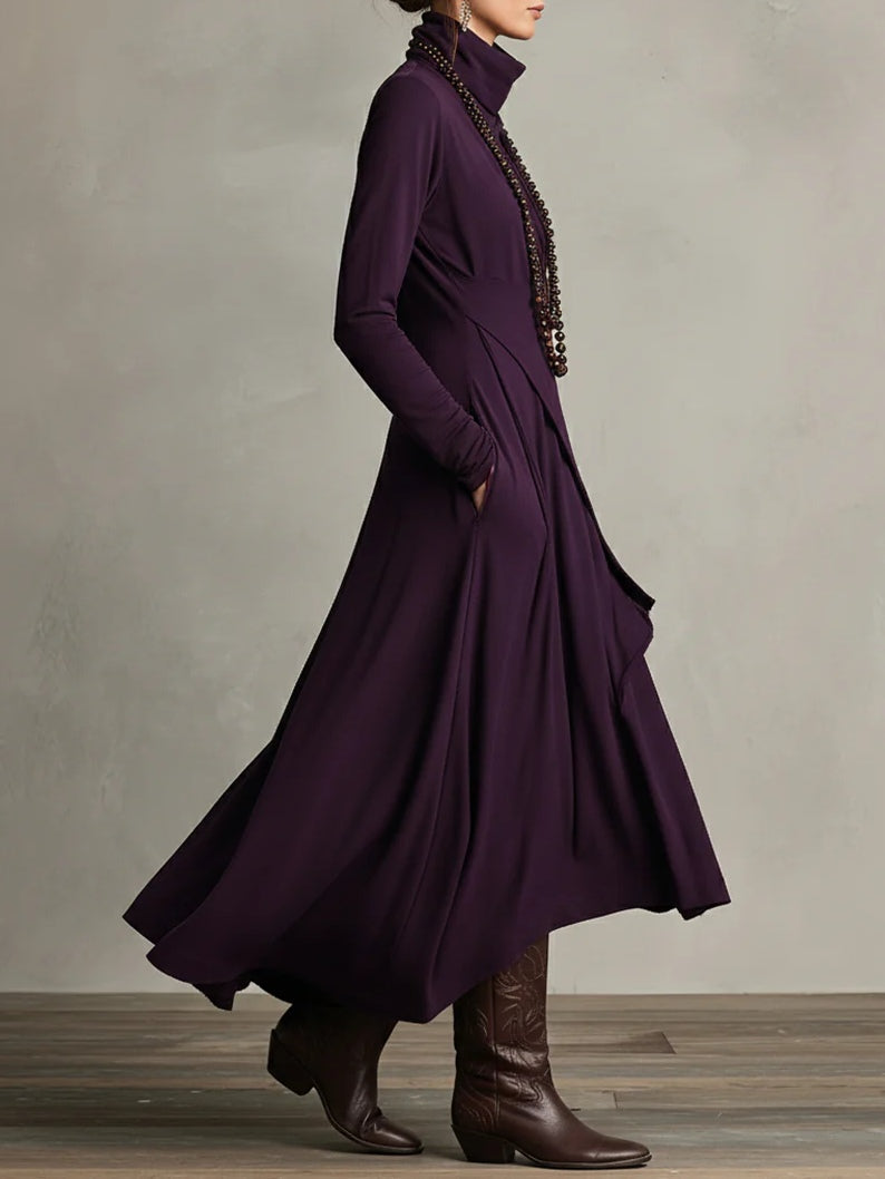 CLAIRE – ABITO MAXI ELEGANTE CON DESIGN DRAPEATO E COLLO ALTO