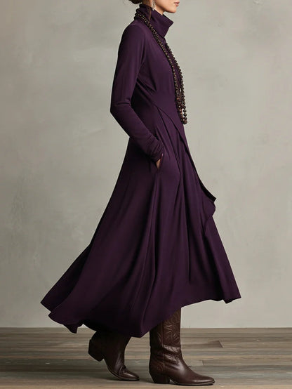CLAIRE – ABITO MAXI ELEGANTE CON DESIGN DRAPEATO E COLLO ALTO