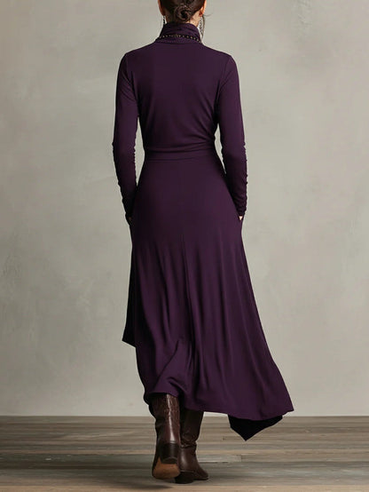 CLAIRE – ABITO MAXI ELEGANTE CON DESIGN DRAPEATO E COLLO ALTO