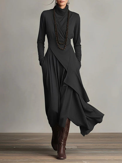 BRENDA – ABITO MAXI ELEGANTE DRAPPEGGIATO CON OMBRAGGIO