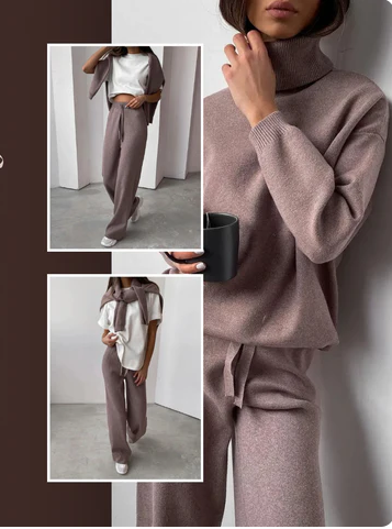 Yara™ | Set di 2 pezzi, maglione con colletto e pantaloni lunghi