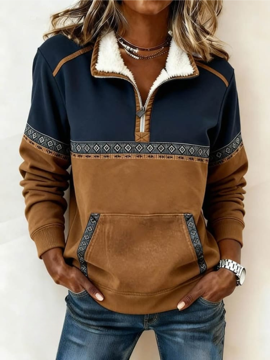 Helinavora - Maglione Morbido con Zip e Collo Casual