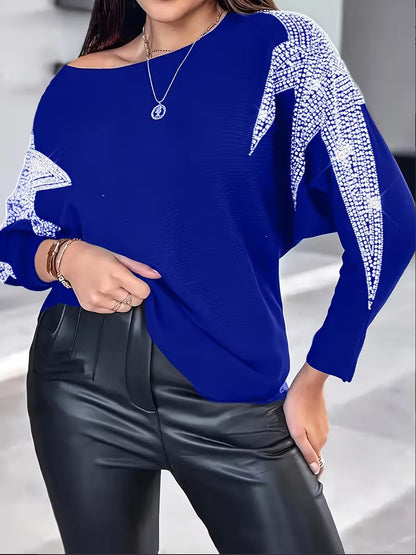 Doralissea - Elegante Maglione a Maniche Lunghe con Stampa Stellare