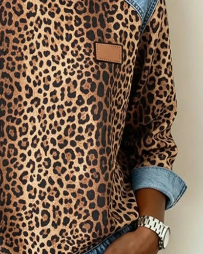 Averelisse - Jeans Casual Patchwork Stampa Leopardo