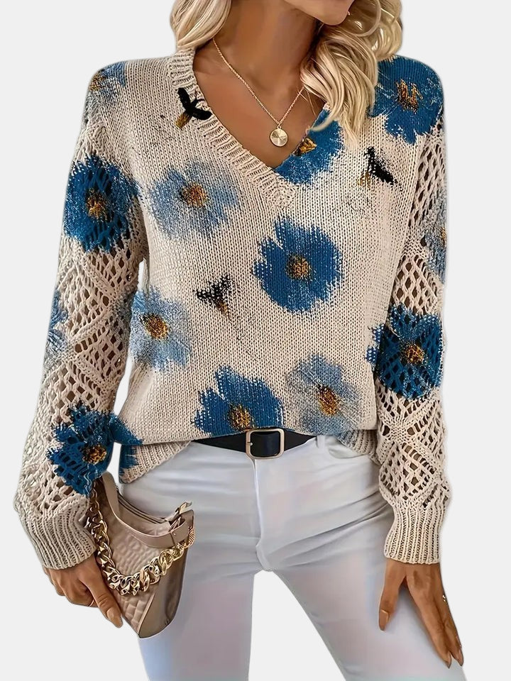 ANNELIESE – MAGLIONE A FIORI IN MAGLIA