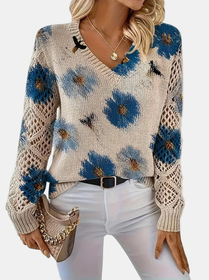 ANNELIESE – MAGLIONE A FIORI IN MAGLIA