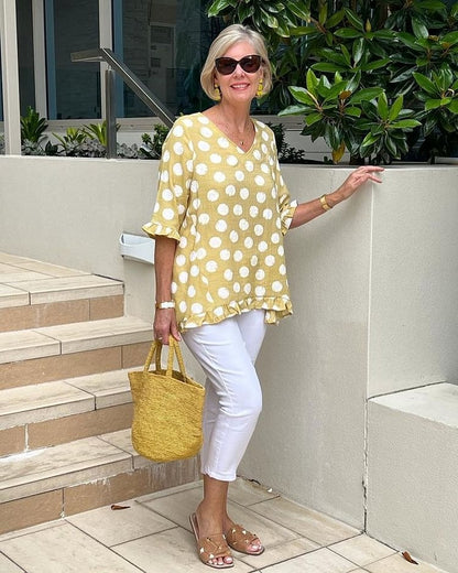 Famke™ | Top Stampato con Scollatura a V