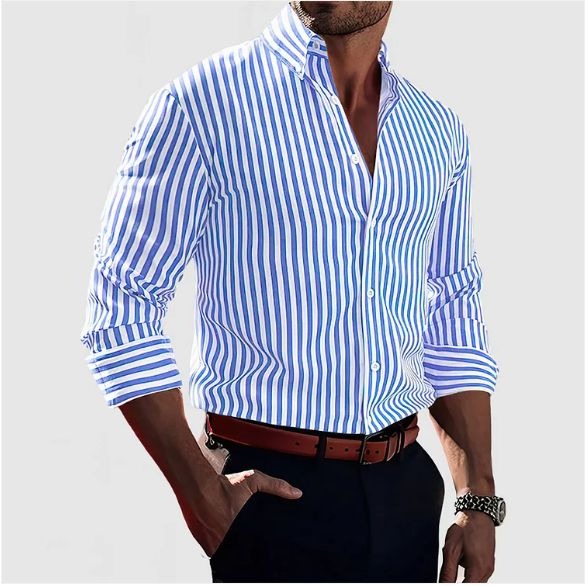 TROY – CAMICIA CLASSICA A RIGHE CON BOTTONI