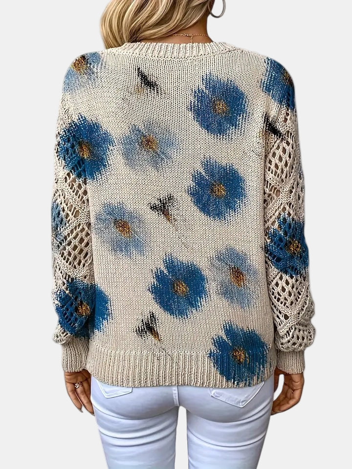 ANNELIESE – MAGLIONE A FIORI IN MAGLIA