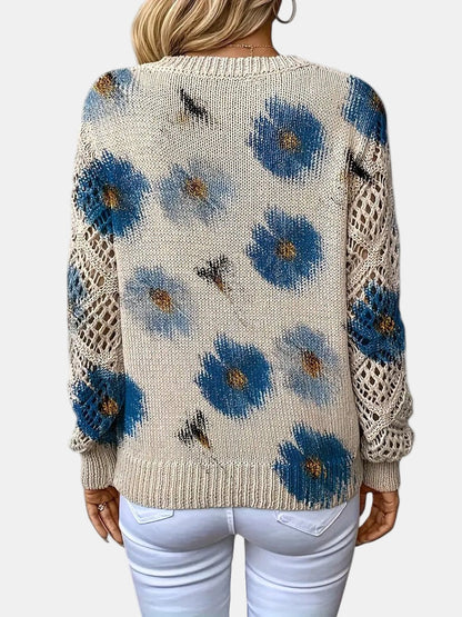 ANNELIESE – MAGLIONE A FIORI IN MAGLIA