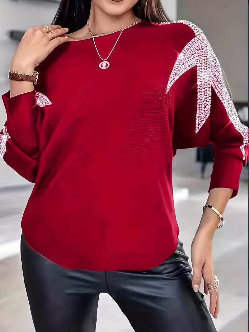Doralissea - Elegante Maglione a Maniche Lunghe con Stampa Stellare