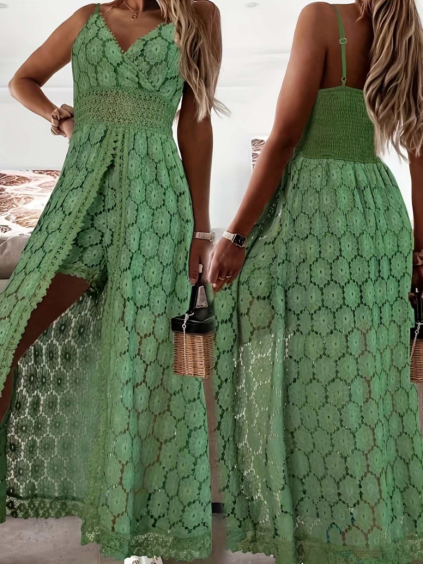 Lisanne™ | Abito Maxi in Pizzo con Dettagli Raffinati