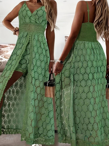 Lisanne™ | Abito Maxi in Pizzo con Dettagli Raffinati