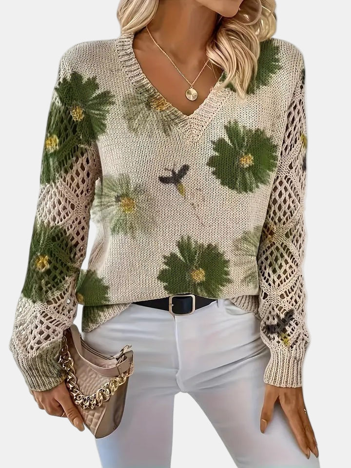 ANNELIESE – MAGLIONE A FIORI IN MAGLIA