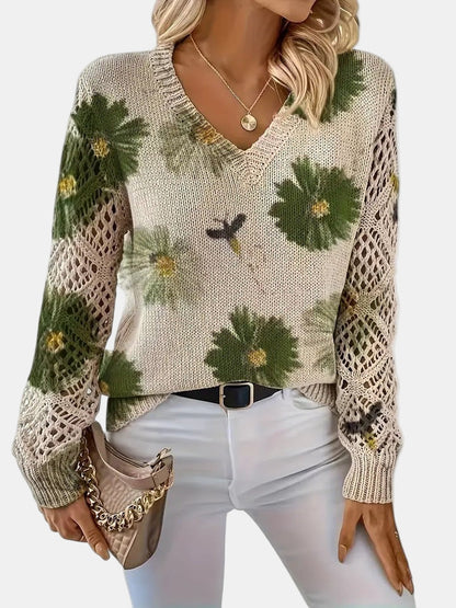 ANNELIESE – MAGLIONE A FIORI IN MAGLIA