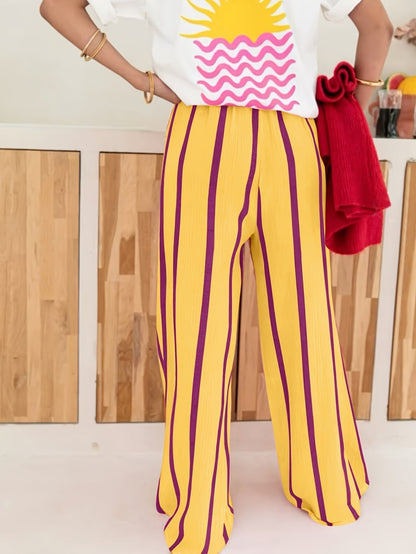 Elvira™ | Pantaloni estivi leggeri a righe con gamba larga